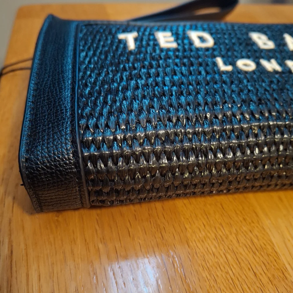 Ted Baker London Raffia Clutch Leather Trim Wristlet - Picture 8 of 13